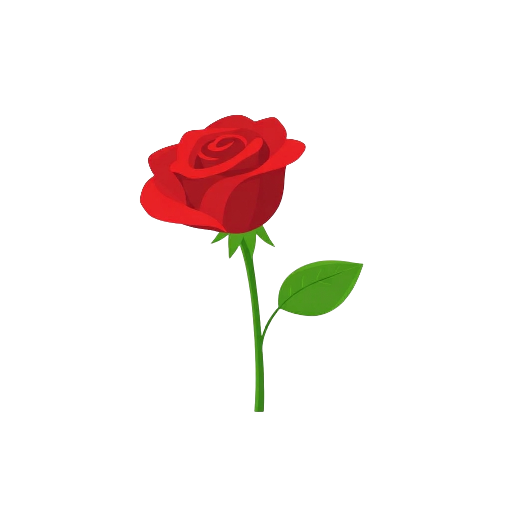 Rosa rossa con stelo